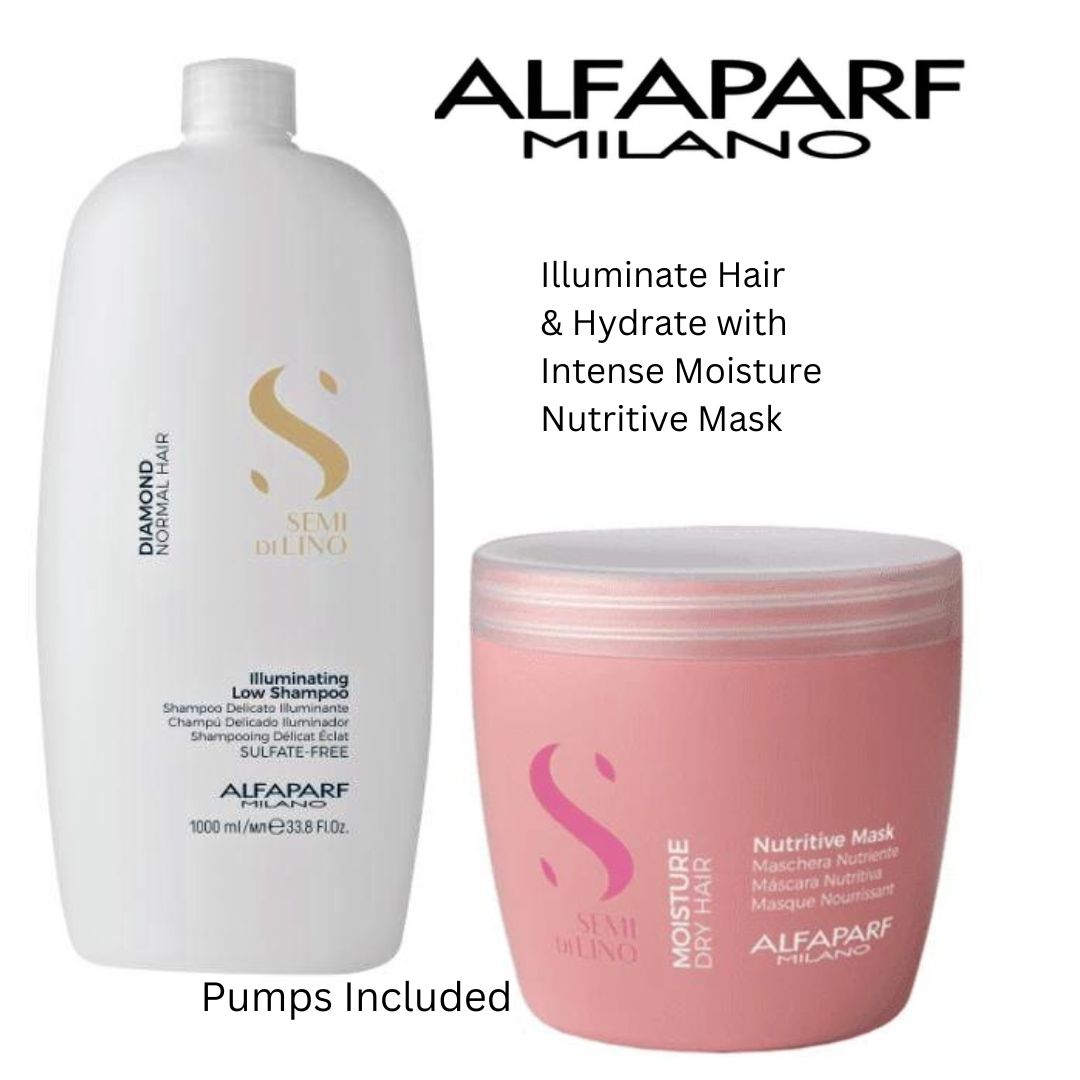 ALFAPARF Semi Di Lino Shampoo 1L &  Moisture Mask 500ml pumps included