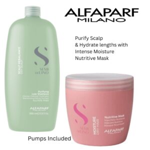 ALFAPARF Purifying Scalp dandruff  / scalp buildup Shampoo & Moisture Nutritive Mask 500ml