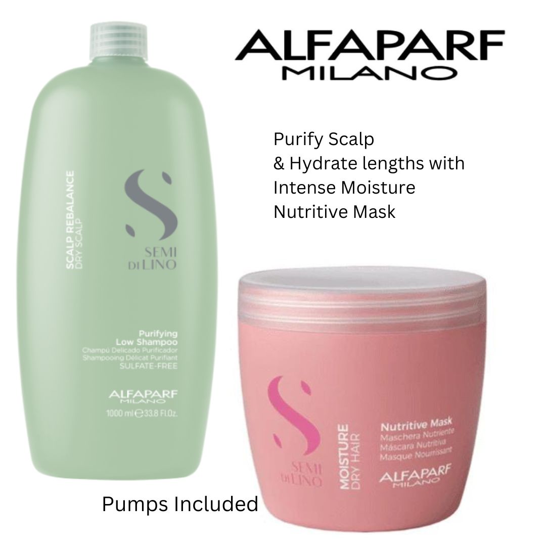 ALFAPARF Purifying Scalp dandruff / scalp buildup Shampoo & Moisture Nutritive Mask 500ml