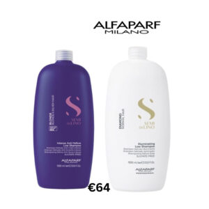 Alfaparf anti yellow shampoo and semi di lino diamond shampoo 1000ml