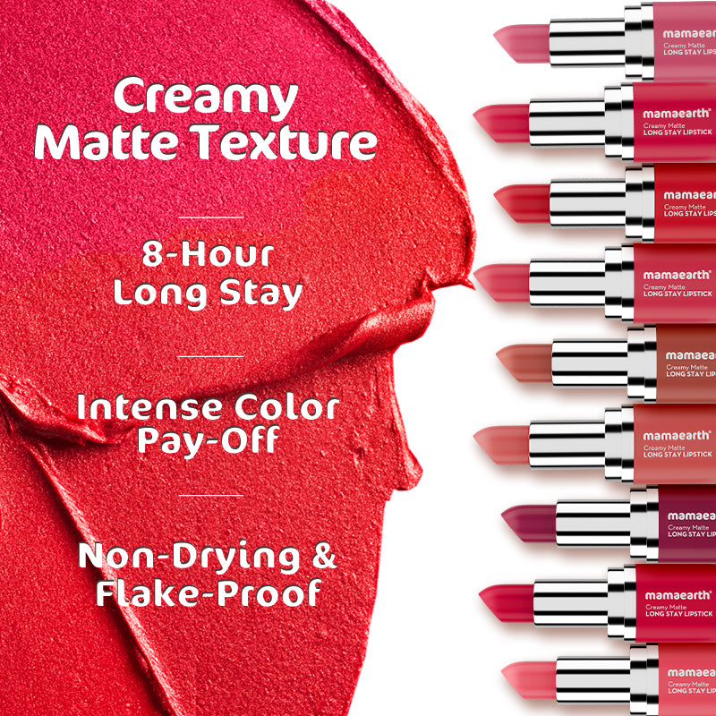 Mamaearth Creamy Matte Long Stay Lipstick - 09 Cranberry Crush - Image 2