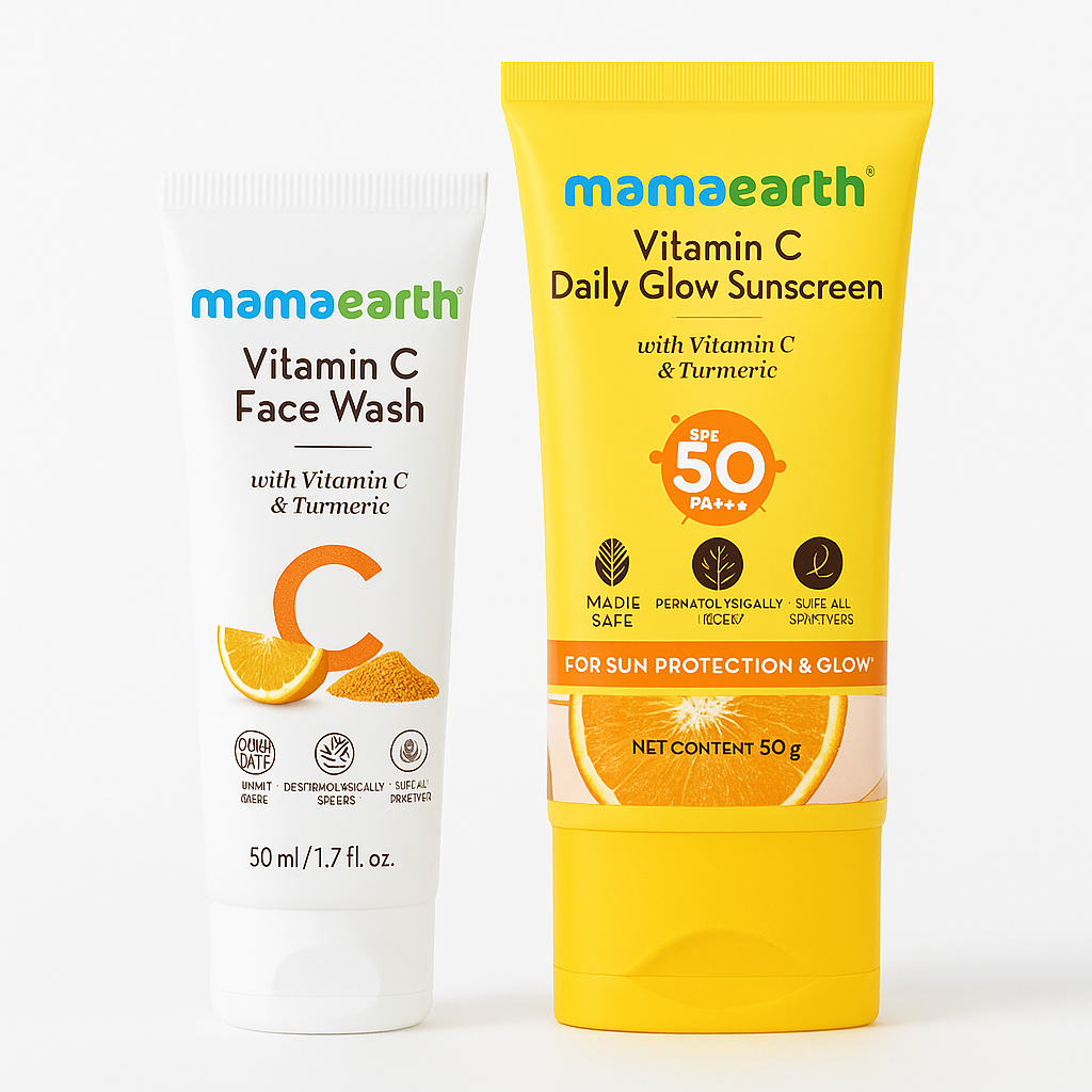 Vitamin C Face Wash 50 ml + Daily Glow Sunscreen 50 g with Turmeric-Combo