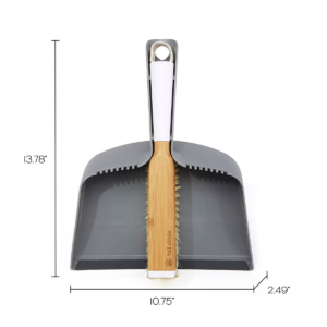 Dustpan and Brush Set with Rubber Lip and Built-In Comb
