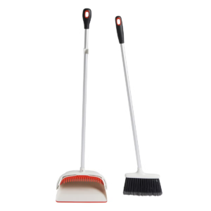 Upright Broom and Dustpan Sweep Set with Feather-Tip Bristles